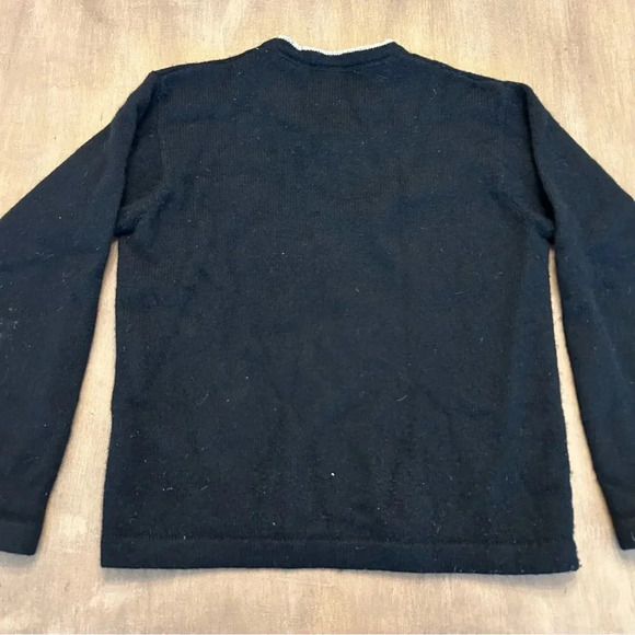 Woolrich Men’s Wool Blend V-Neck Sweater Size M Black with Tan contrast - Picture 2 of 9